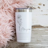 Personalized Floral 20 OZ Tumbler with Slider Lid