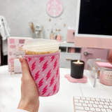 Pink Lightning Bolt Insulated Drink Sleeve Coffee Coozie