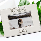4x6, 5x7, 8x10 Family Name with Year Personalized Leather Photo Frame