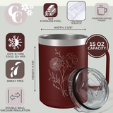 Personalized Birth Flower Travel Coffee Camp Mug