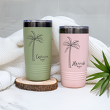 Personalized Palm Trees Vacation 20 OZ Tumbler with Slider Lid