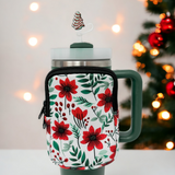 Floral Christmas Neoprene Pouch for 40 OZ Tumbler