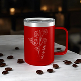 Personalized Birth Flower Travel Coffee Camp Mug