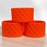 Red Orange Checkered Silicone Protective Boot for Tumbler, Rose Petal Shimmer Frequency Collection