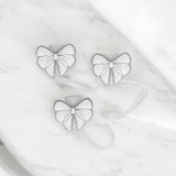 Silver Glitter and White Bow Straw Topper - 10 MM for Thick Straws