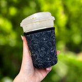 Black Floral Insulated Drink Sleeve Coffee Coozie