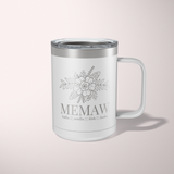 Personalized Floral Grandma Travel Coffee Camp Mug with Grandkids Names