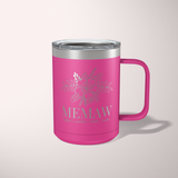 Personalized Floral Grandma Travel Coffee Camp Mug with Grandkids Names