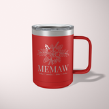 Personalized Floral Grandma Travel Coffee Camp Mug with Grandkids Names