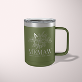 Personalized Floral Grandma Travel Coffee Camp Mug with Grandkids Names