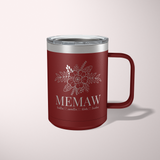 Personalized Floral Grandma Travel Coffee Camp Mug with Grandkids Names