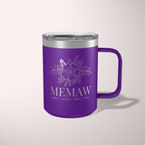 Personalized Floral Grandma Travel Coffee Camp Mug with Grandkids Names