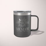 Personalized Floral Grandma Travel Coffee Camp Mug with Grandkids Names