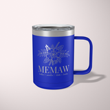 Personalized Floral Grandma Travel Coffee Camp Mug with Grandkids Names