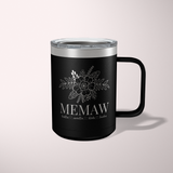 Personalized Floral Grandma Travel Coffee Camp Mug with Grandkids Names