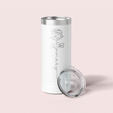Personalized Birth Flower Skinny Tumbler - 22 OZ