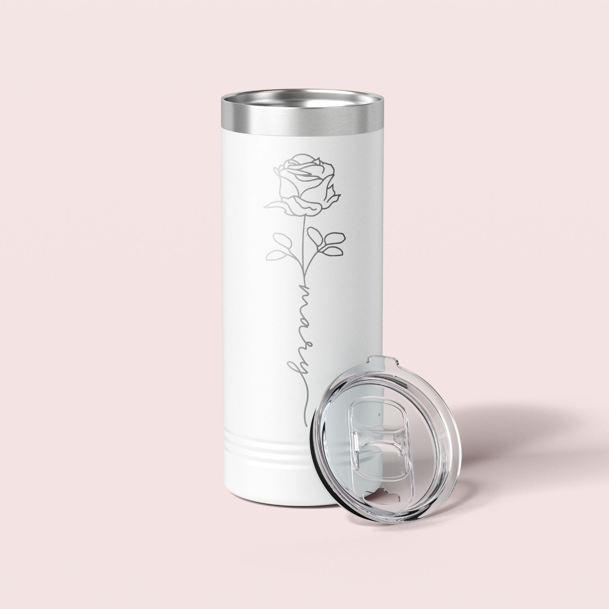 Personalized Birth Flower Skinny Tumbler - 22 OZ