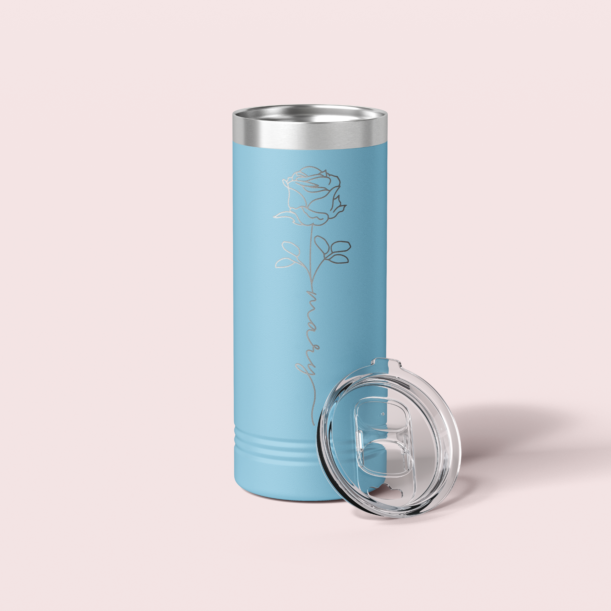 Personalized Birth Flower Skinny Tumbler - 22 OZ