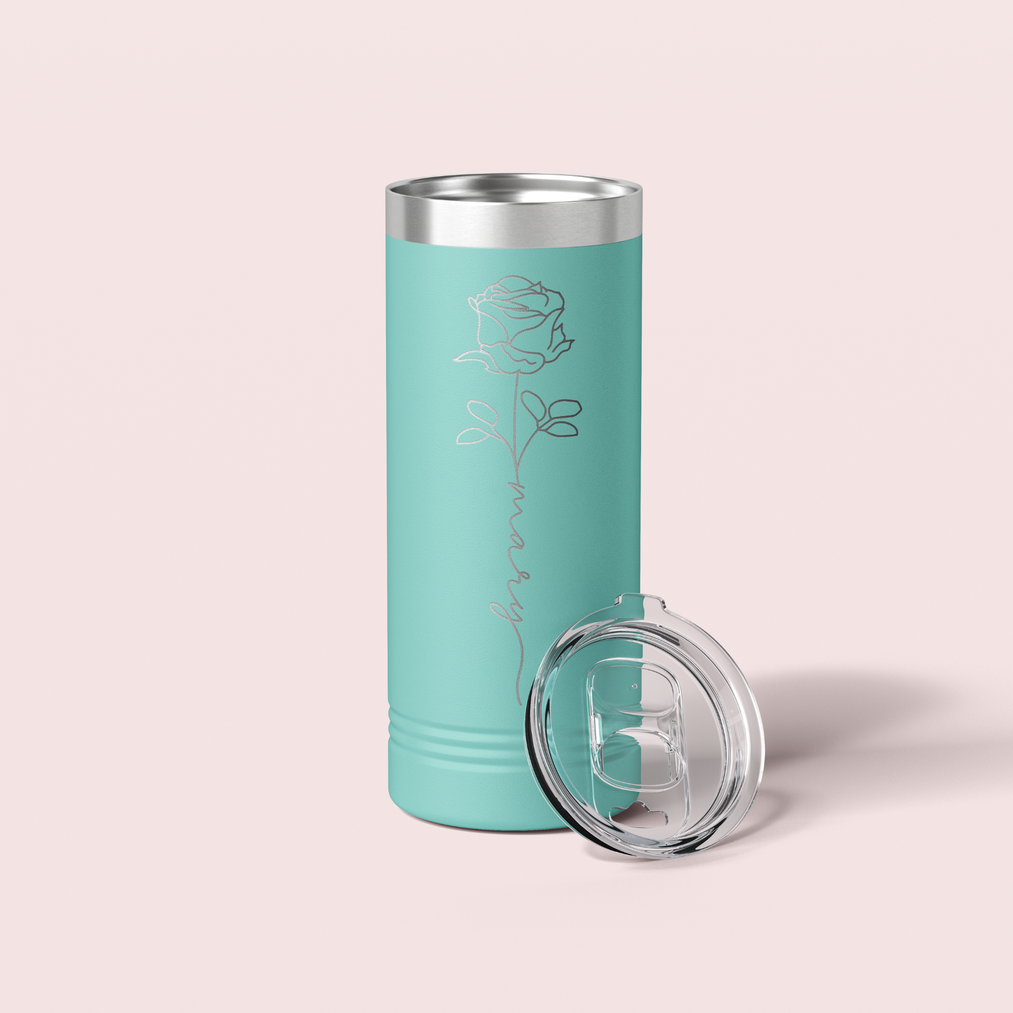 Personalized Birth Flower Skinny Tumbler - 22 OZ