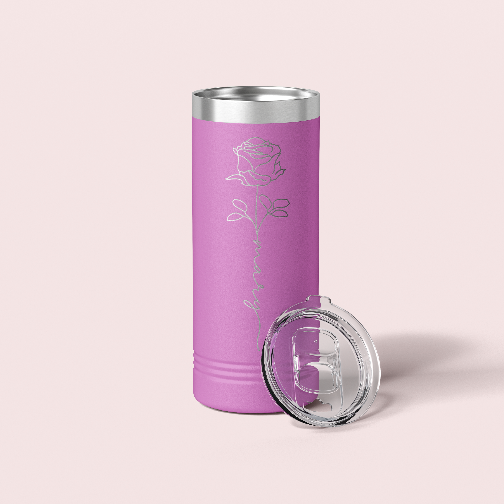 Personalized Birth Flower Skinny Tumbler - 22 OZ