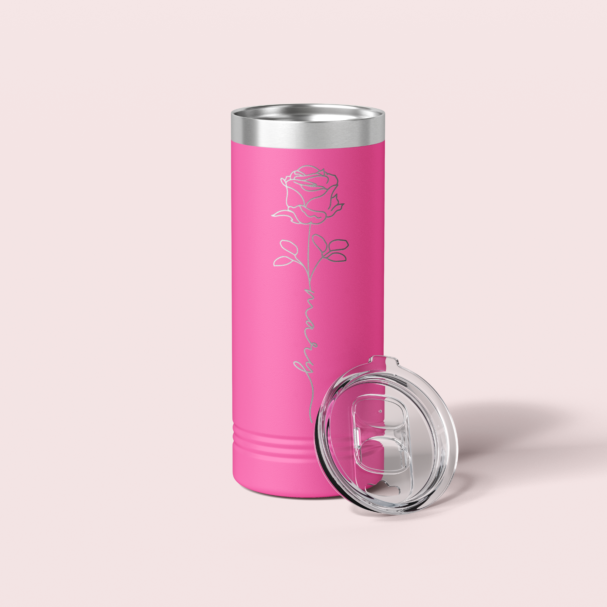 Personalized Birth Flower Skinny Tumbler - 22 OZ