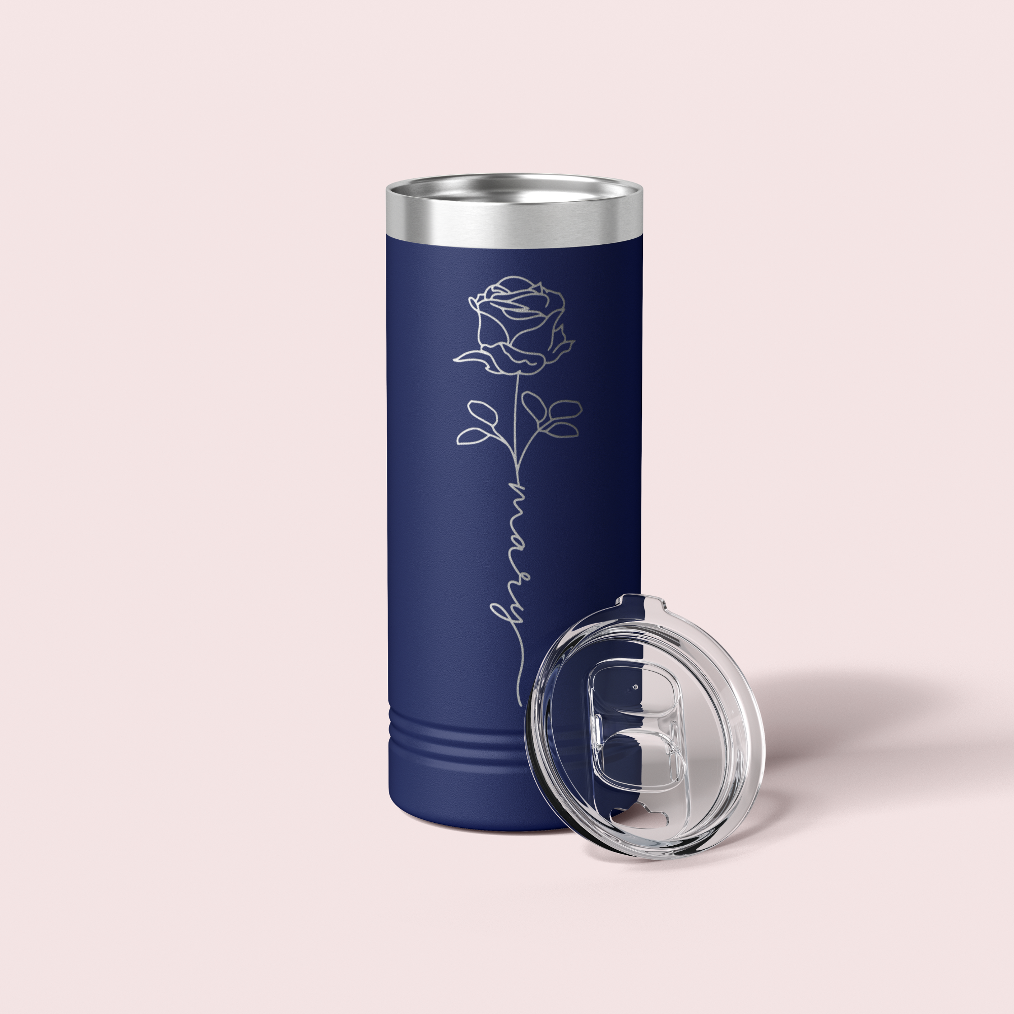 Personalized Birth Flower Skinny Tumbler - 22 OZ