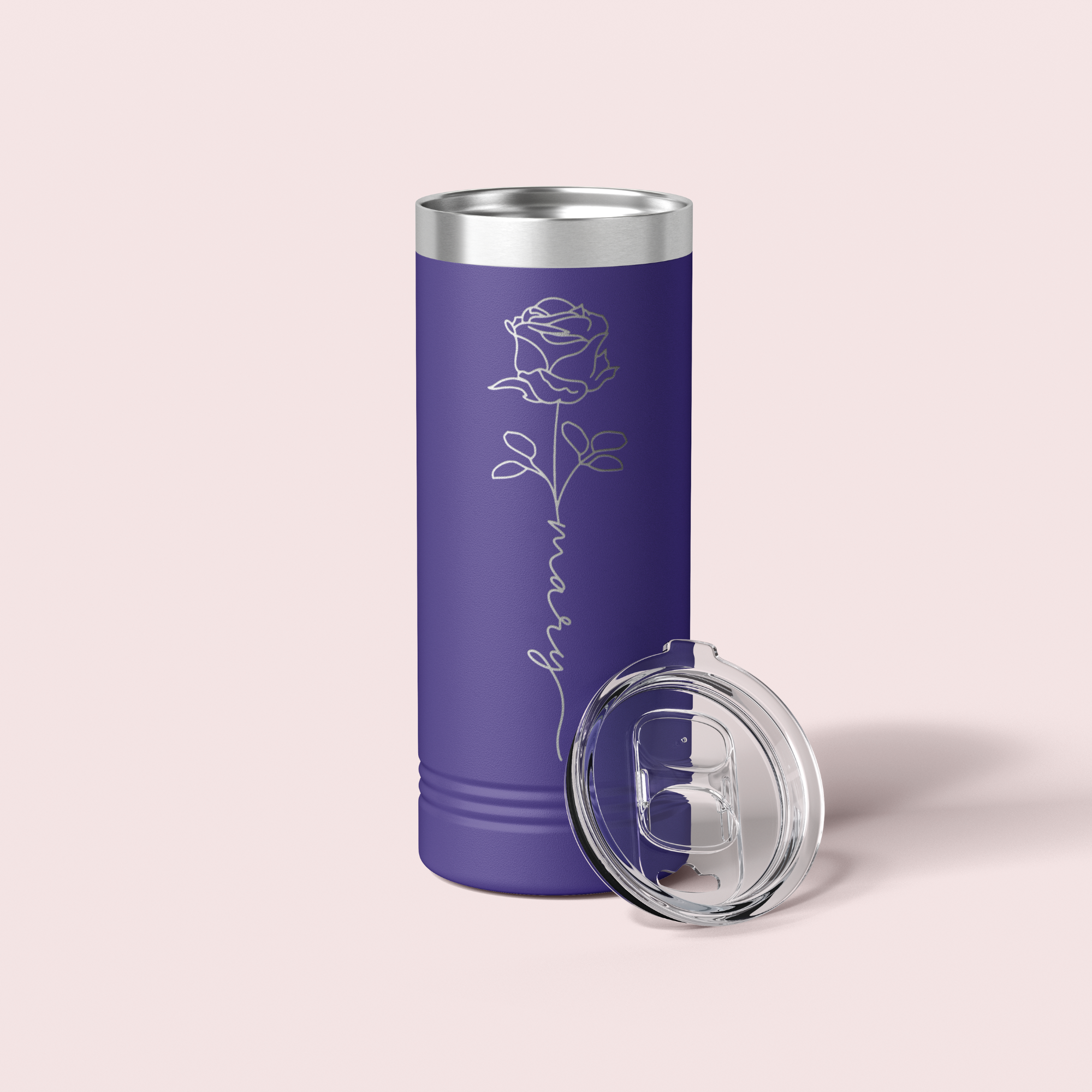 Personalized Birth Flower Skinny Tumbler - 22 OZ