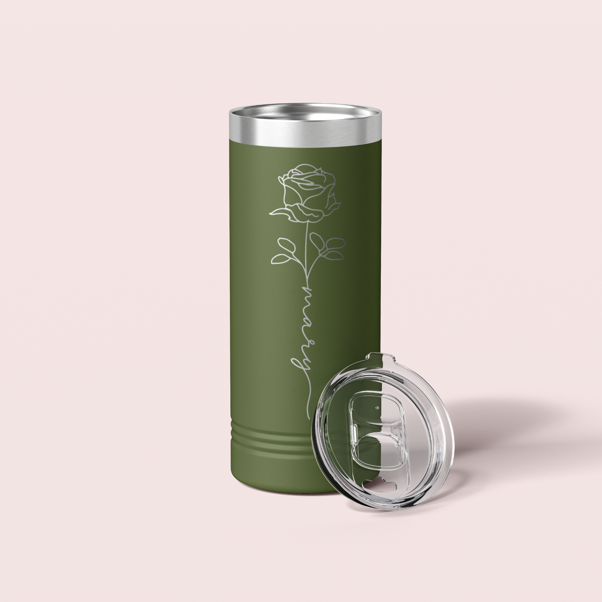Personalized Birth Flower Skinny Tumbler - 22 OZ