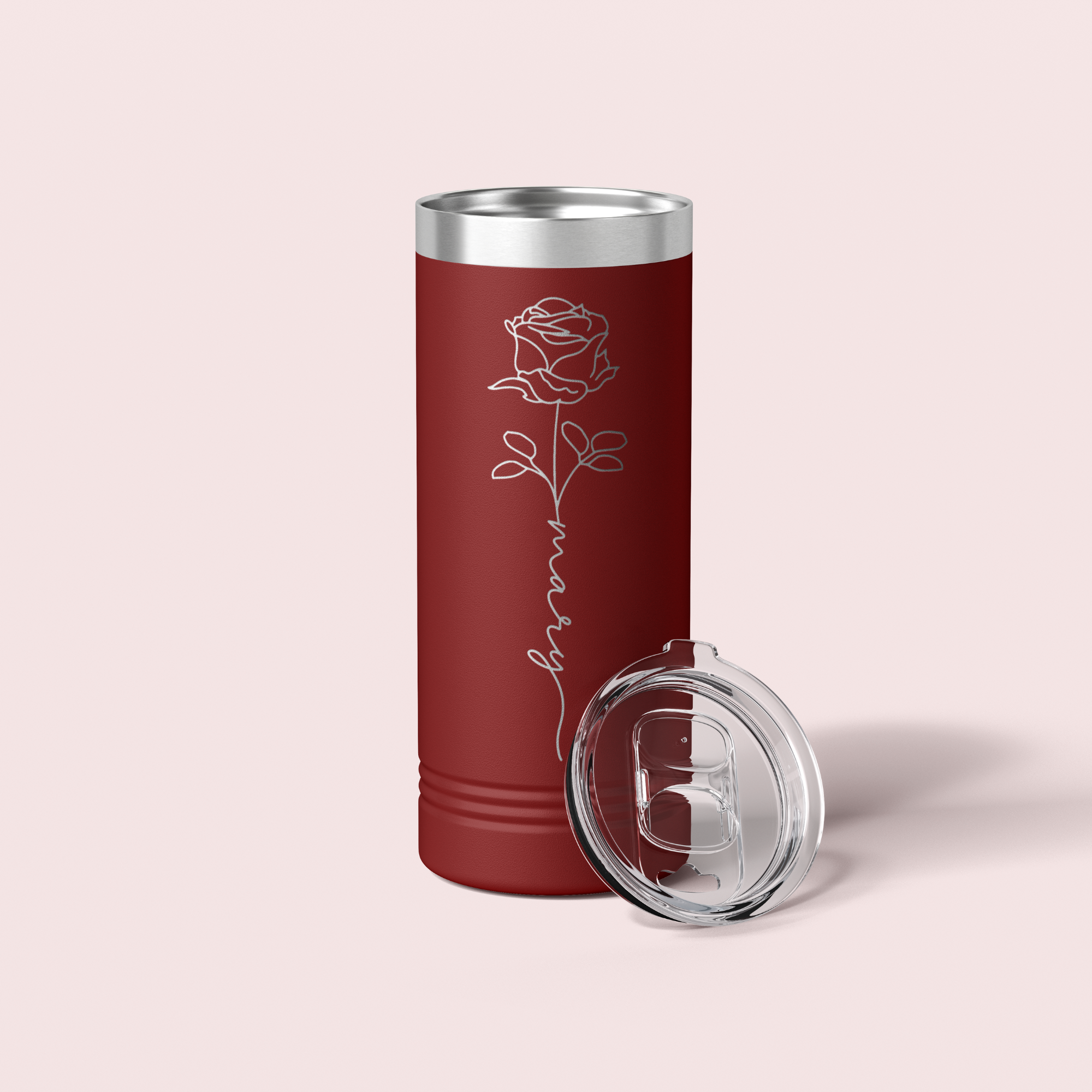 Personalized Birth Flower Skinny Tumbler - 22 OZ