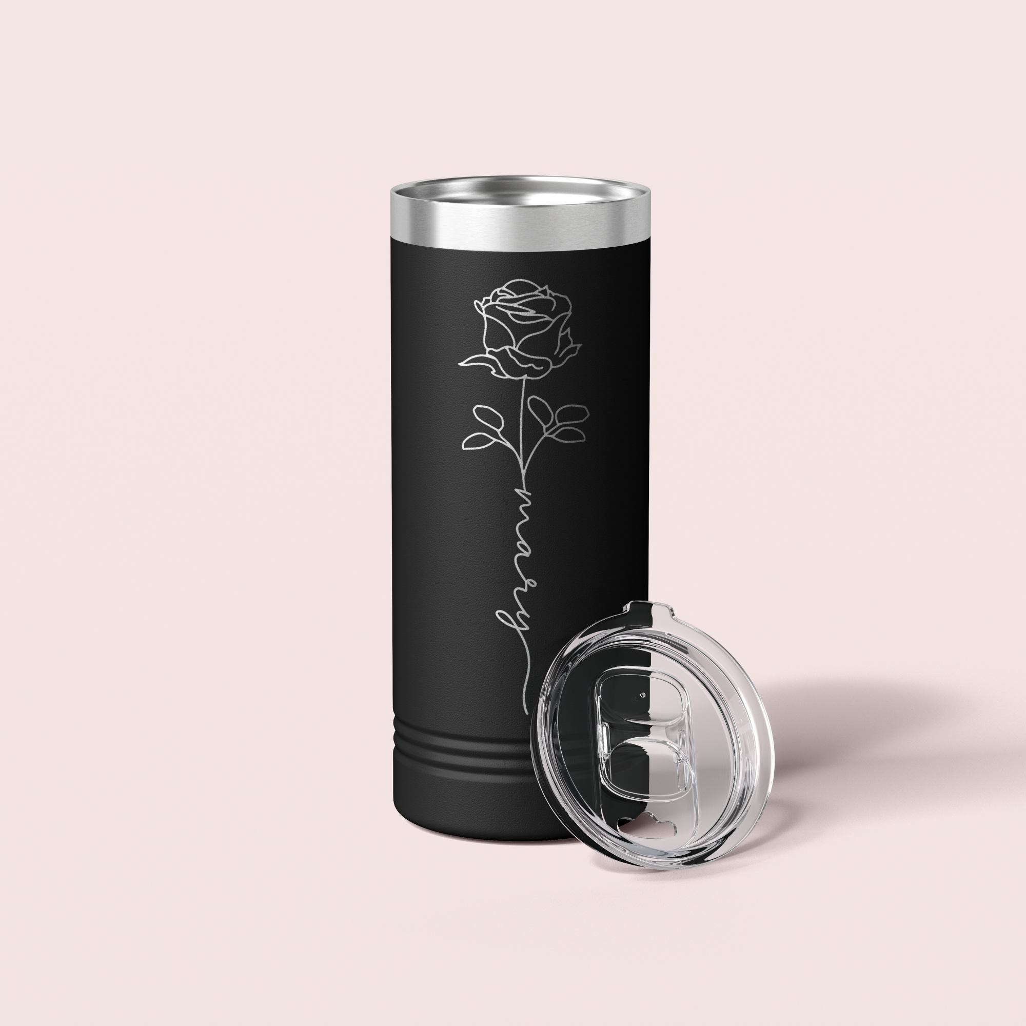 Personalized Birth Flower Skinny Tumbler - 22 OZ