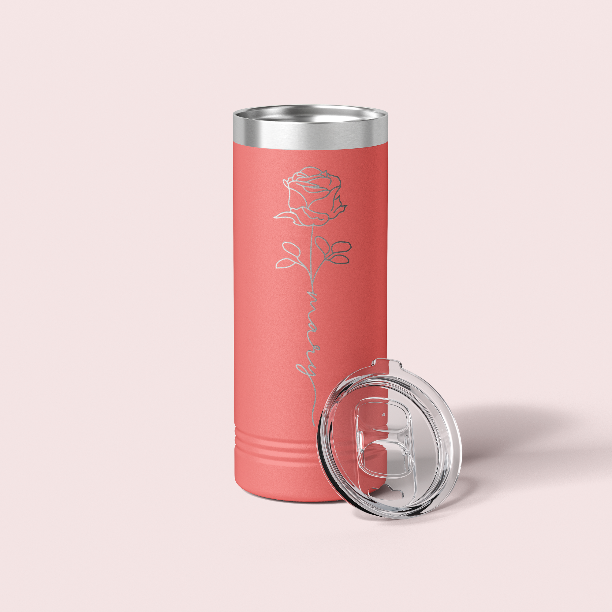 Personalized Birth Flower Skinny Tumbler - 22 OZ