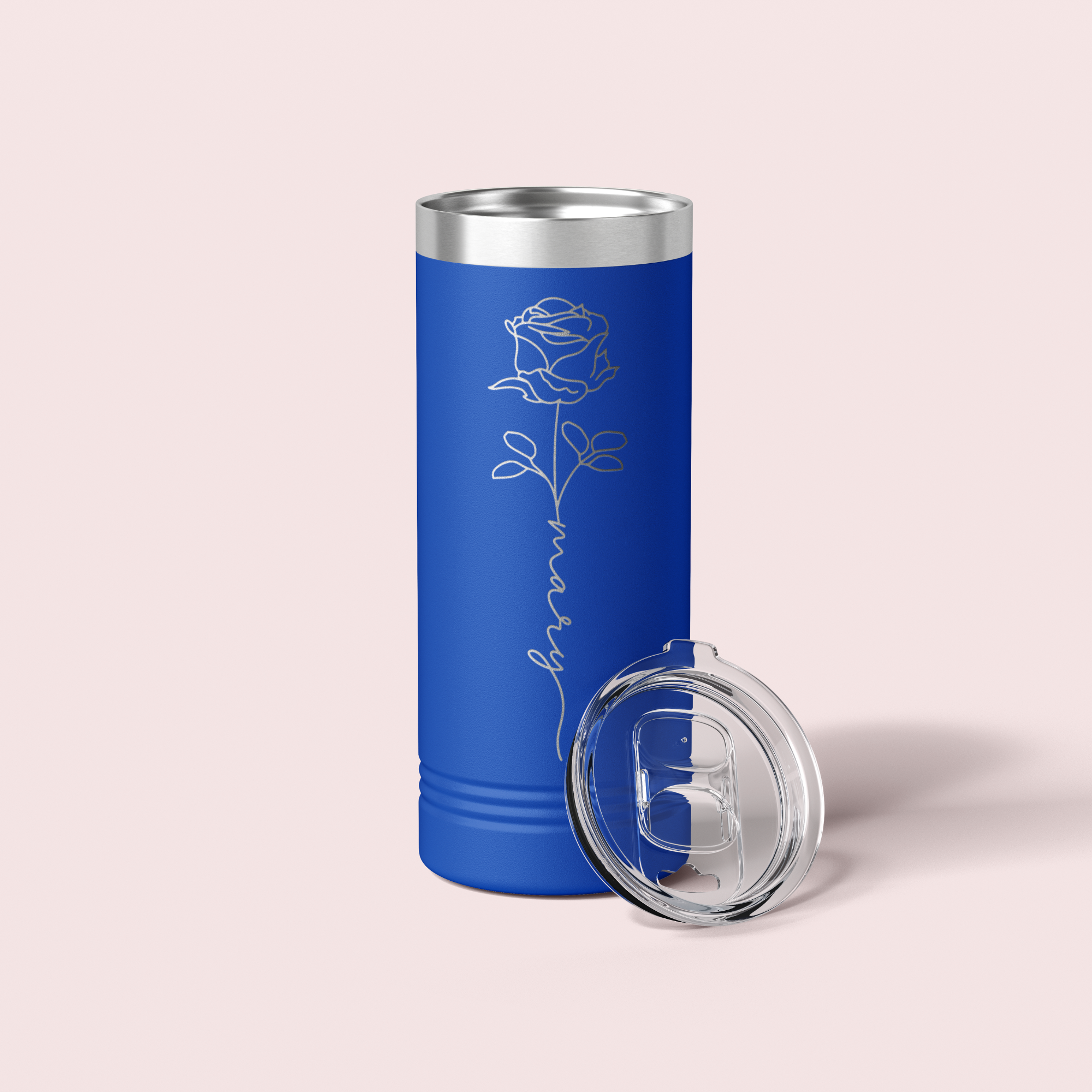 Personalized Birth Flower Skinny Tumbler - 22 OZ