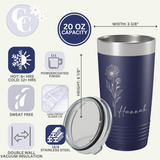 Personalized Floral 20 OZ Tumbler with Slider Lid
