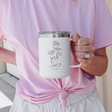 Personalized Floral Initial Insulated Coffee Camp Mug