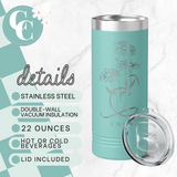 Personalized Floral Initial 22 OZ Skinny Tumbler