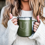 Custom College Floral Travel Mug