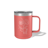 Personalized Birth Flower Travel Coffee Camp Mug