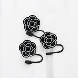 Black Floral Straw Topper - 10 MM for Thick Straws