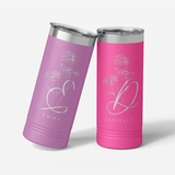 Personalized Floral Initial 22 OZ Skinny Tumbler