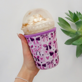 Purple Bows Insulated Drink Sleeve Coffee Coozie