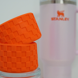 Red Orange Checkered Silicone Protective Boot for Tumbler, Rose Petal Shimmer Frequency Collection