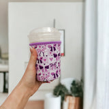Purple Bows Insulated Drink Sleeve Coffee Coozie