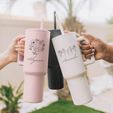 Modern Personalized 40oz Tumbler with Handle & Straw