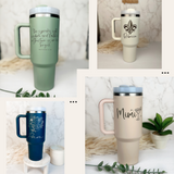 Personalized 40oz Tumbler with Handle & Straw