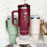 Personalized 40oz Tumbler with Handle & Straw