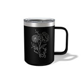 Personalized Birth Flower Travel Coffee Camp Mug