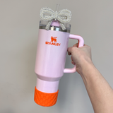Red Orange Checkered Silicone Protective Boot for Tumbler, Rose Petal Shimmer Frequency Collection