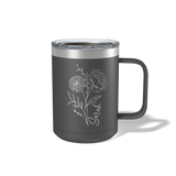 Personalized Birth Flower Travel Coffee Camp Mug