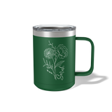 Personalized Birth Flower Travel Coffee Camp Mug