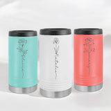 Personalized Birth Flower Skinny Can Cooler